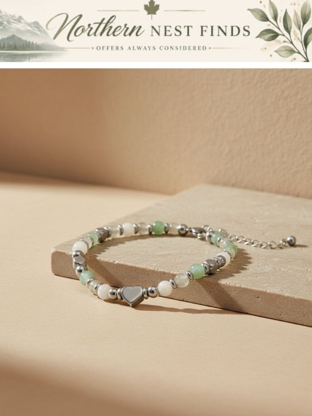 Natural Stone Crystal Beaded Bracelet Adjustable Birthday Gift for Women